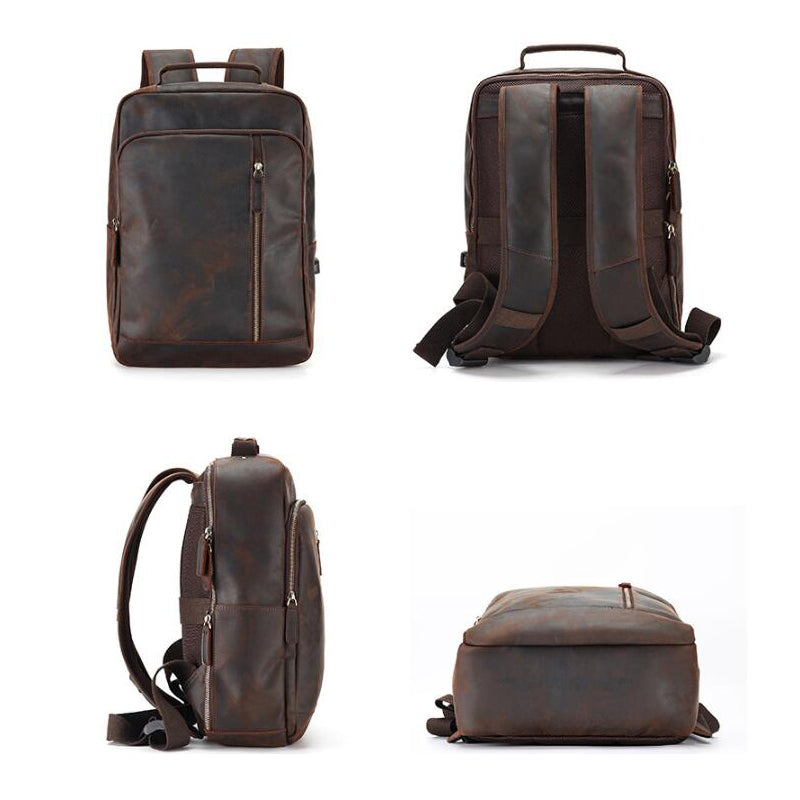 15.6" Handmade Leather Laptop Backpack