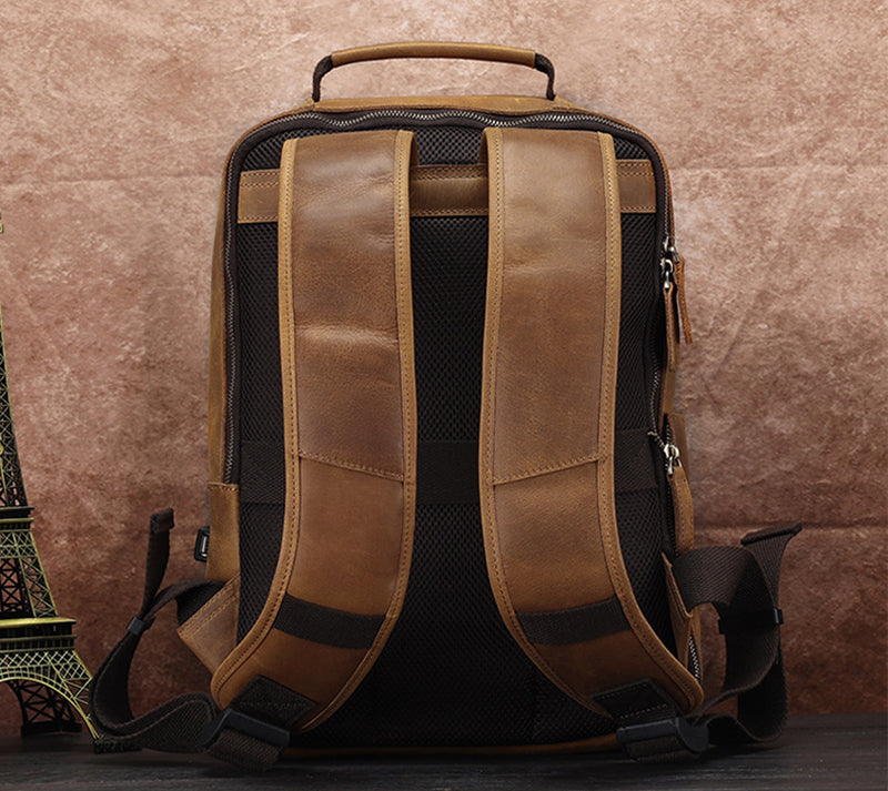 15.6" Handmade Leather Laptop Backpack