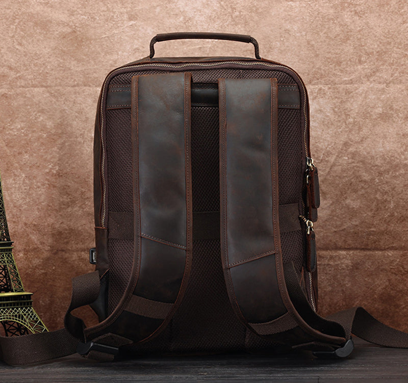 15.6" Handmade Leather Laptop Backpack