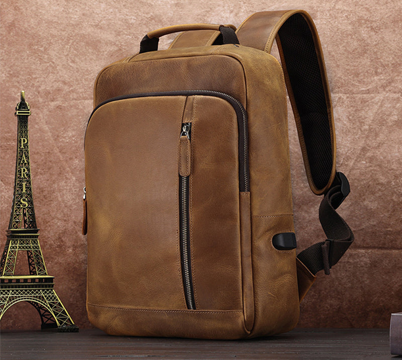 15.6" Handmade Leather Laptop Backpack