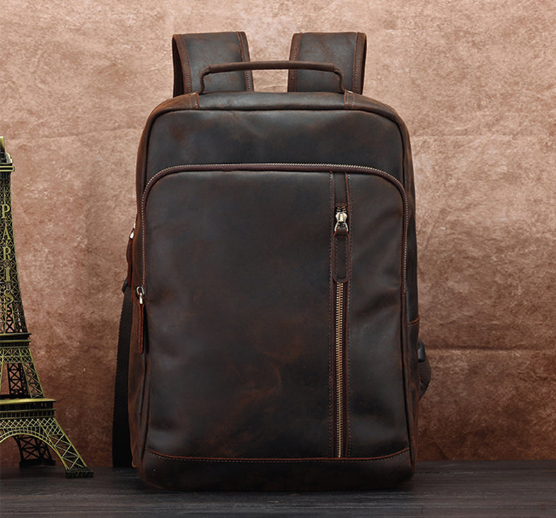 15.6" Handmade Leather Laptop Backpack