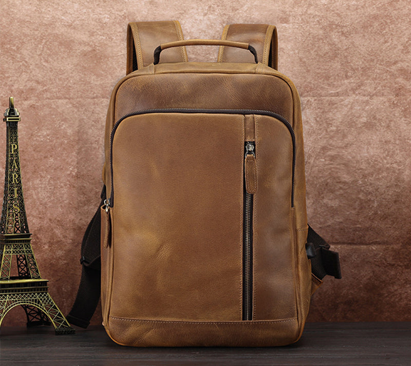 15.6" Handmade Leather Laptop Backpack