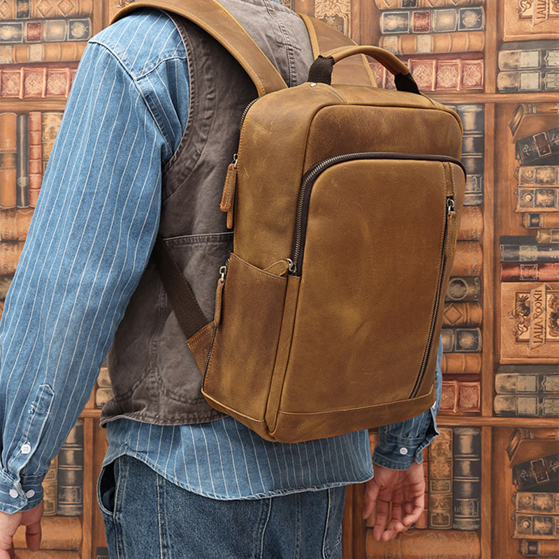 15.6" Handmade Leather Laptop Backpack