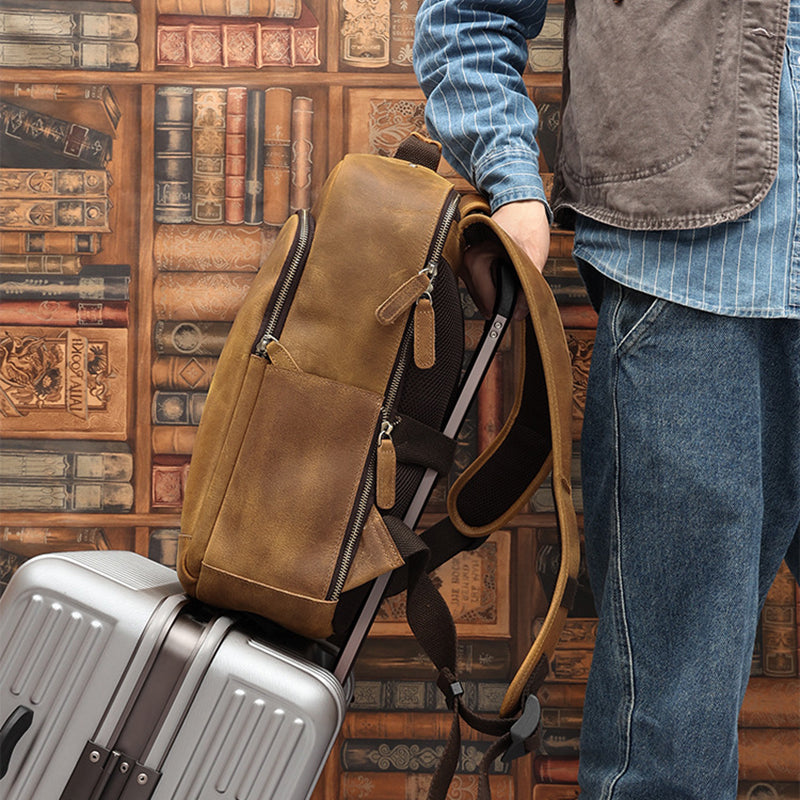15.6" Handmade Leather Laptop Backpack