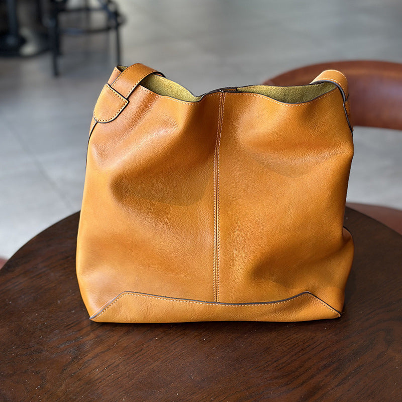 Leather Bucket Bag, Soft Crossbody