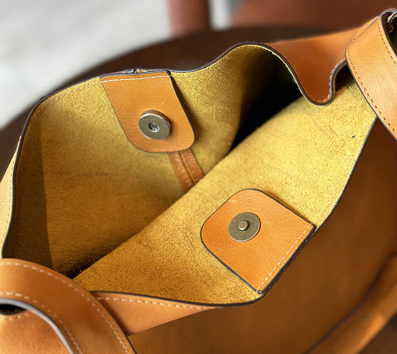 Leather Bucket Bag, Soft Crossbody