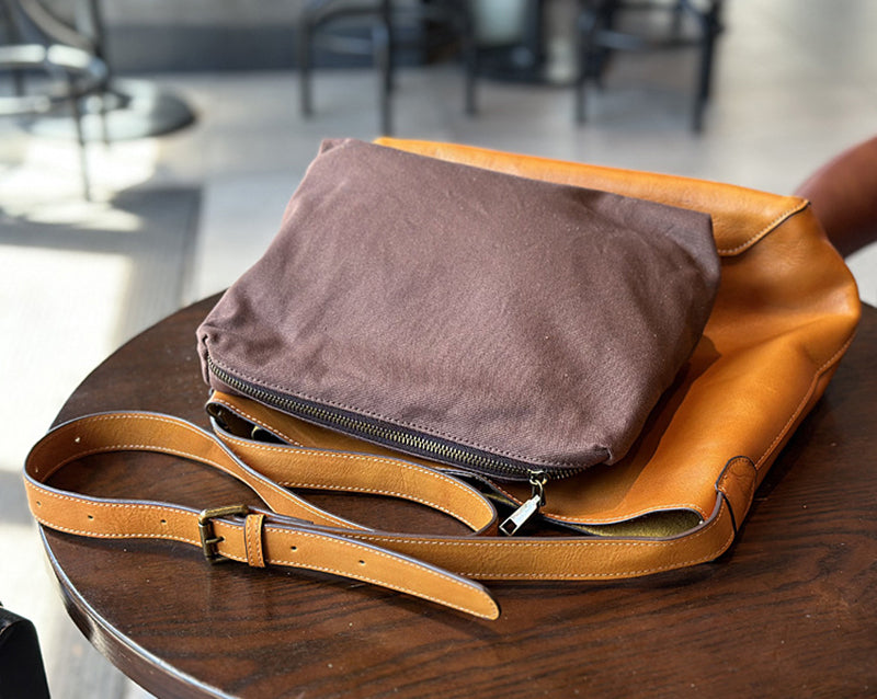 Leather Bucket Bag, Soft Crossbody