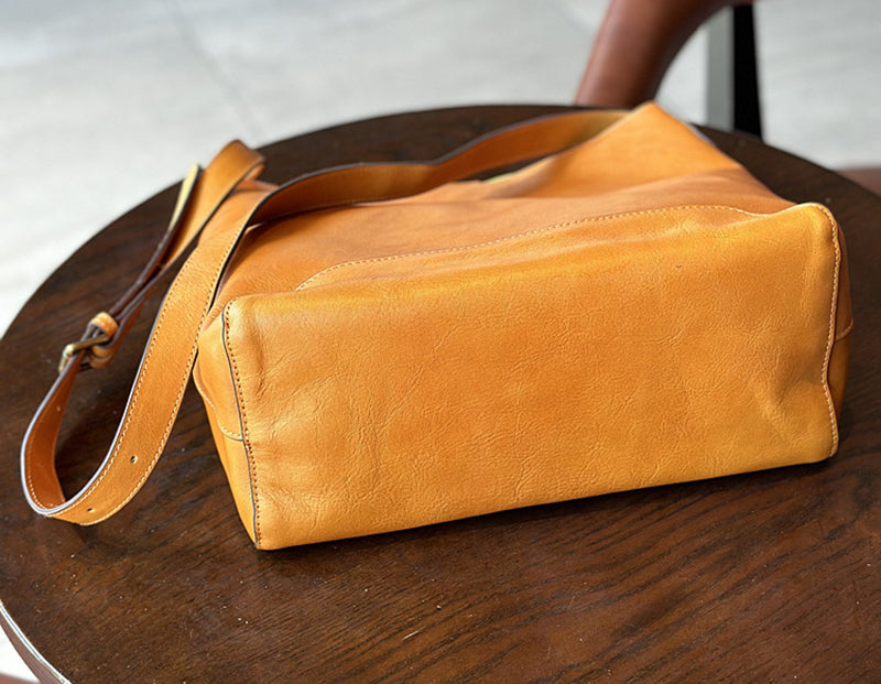 Leather Bucket Bag, Soft Crossbody