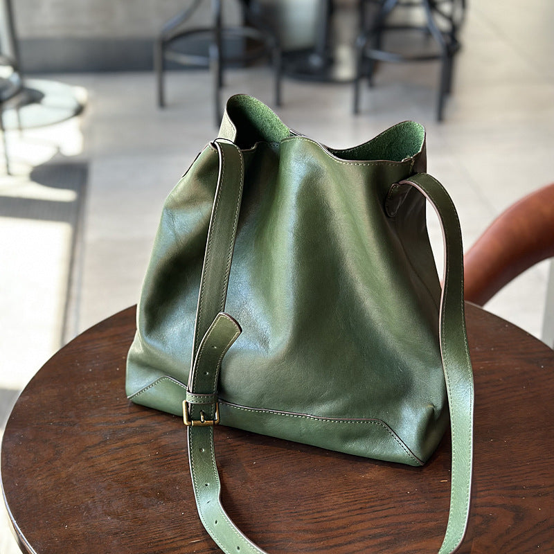 Leather Bucket Bag, Soft Crossbody