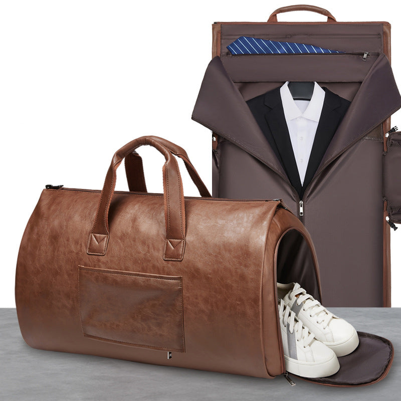 Leather Garment Duffel with Shoe Pouch