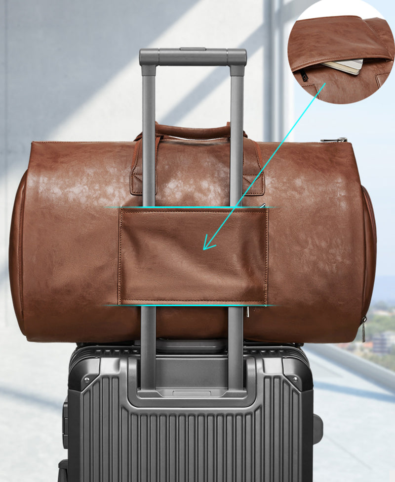 Leather Garment Duffel with Shoe Pouch