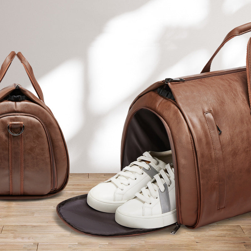 Leather Garment Duffel with Shoe Pouch