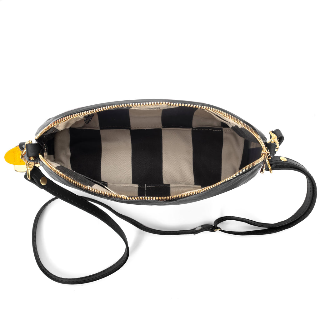 Hopper Crossbody Bag | Black Leather