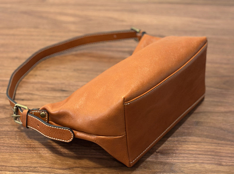 Leather Bucket Bag, Chic Soft Crossbody