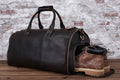 Personalized Leather Garment Duffel with Shoe Pouch
