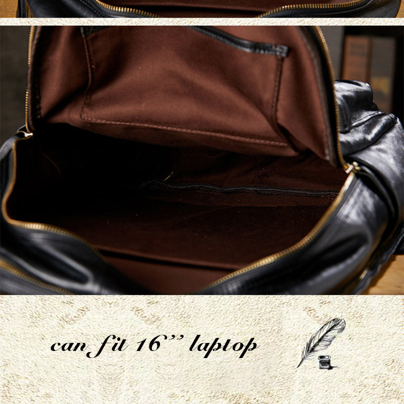 16" Full Grain Leather Laptop Backpack