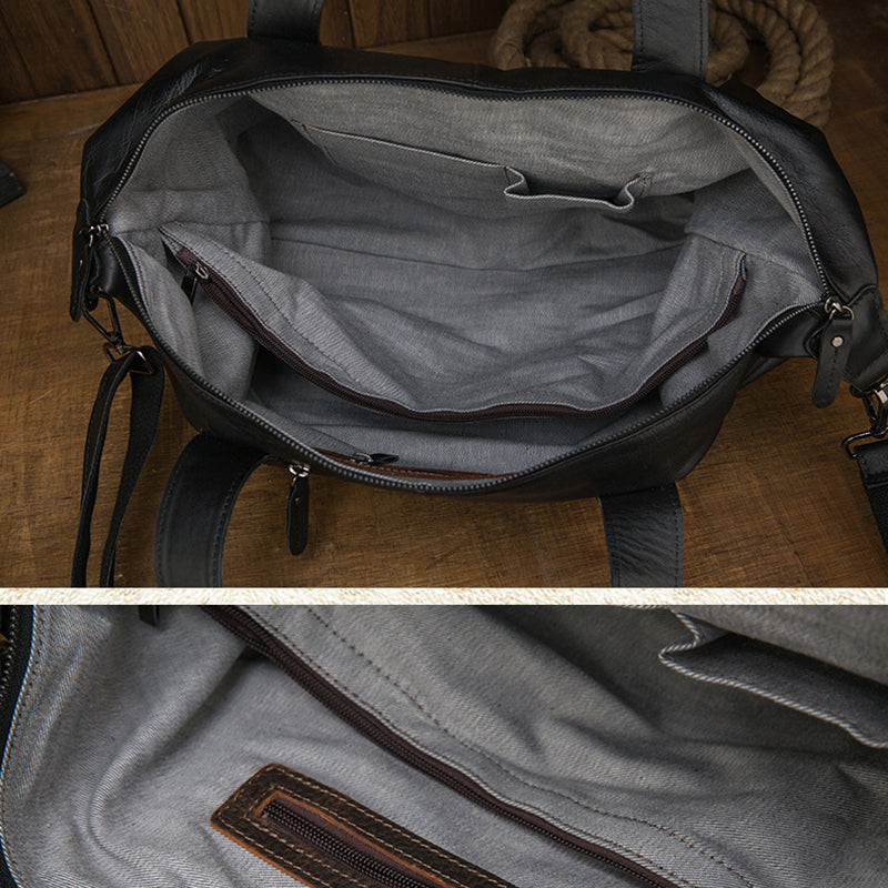Large Leather Overnight Duffel with Laptop Sleeve
