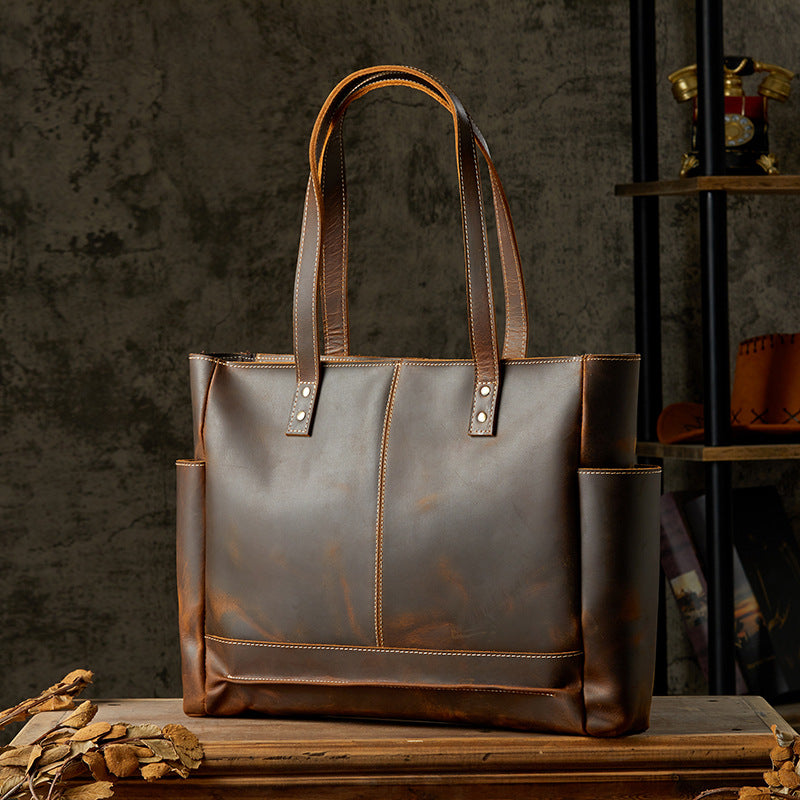 17" Leather Laptop Messenger Bag