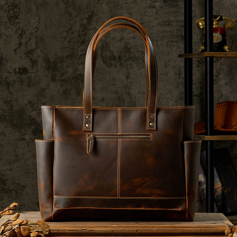 17" Leather Laptop Messenger Bag