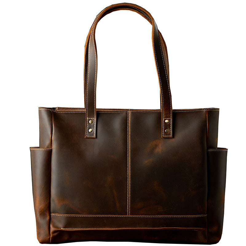 17" Leather Laptop Messenger Bag