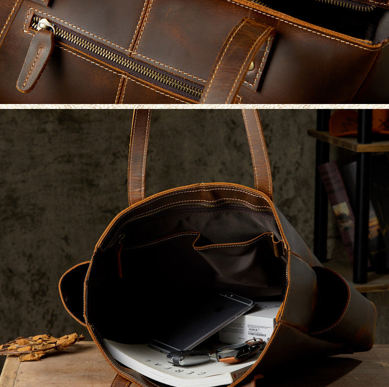 17" Leather Laptop Messenger Bag