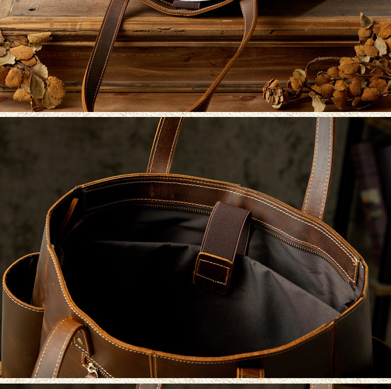 17" Leather Laptop Messenger Bag