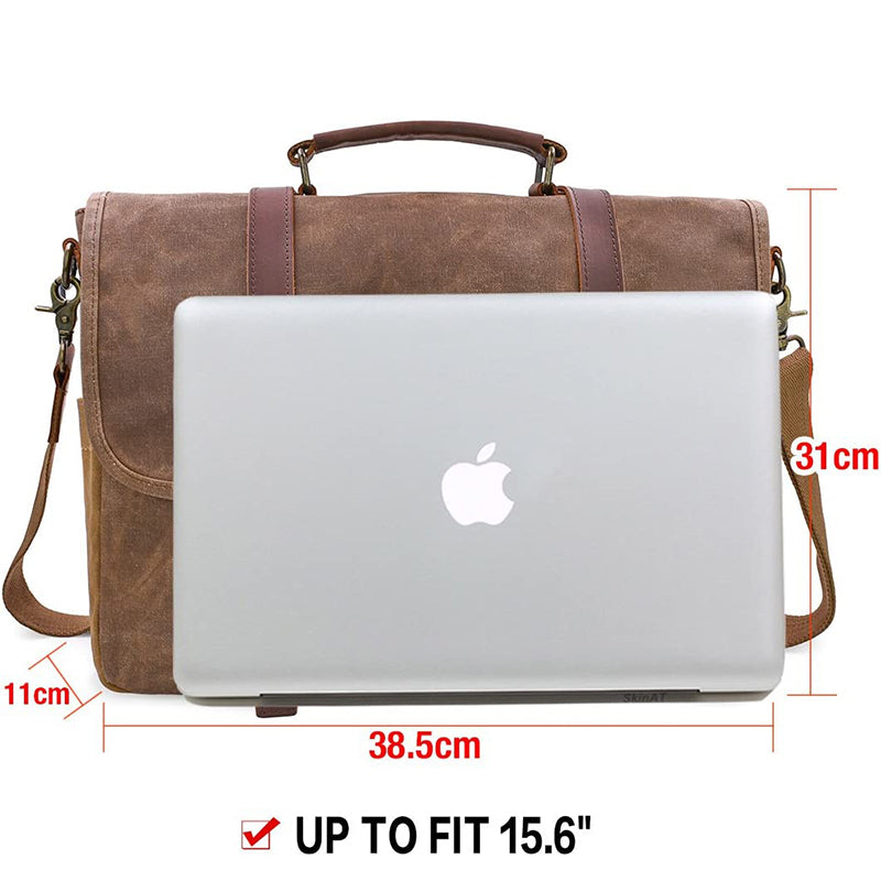 15.6" Waxed Canvas Laptop Messenger