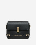 Mirella (black) - Italian calf leather women's crossbody bag (with shoulder strap)
