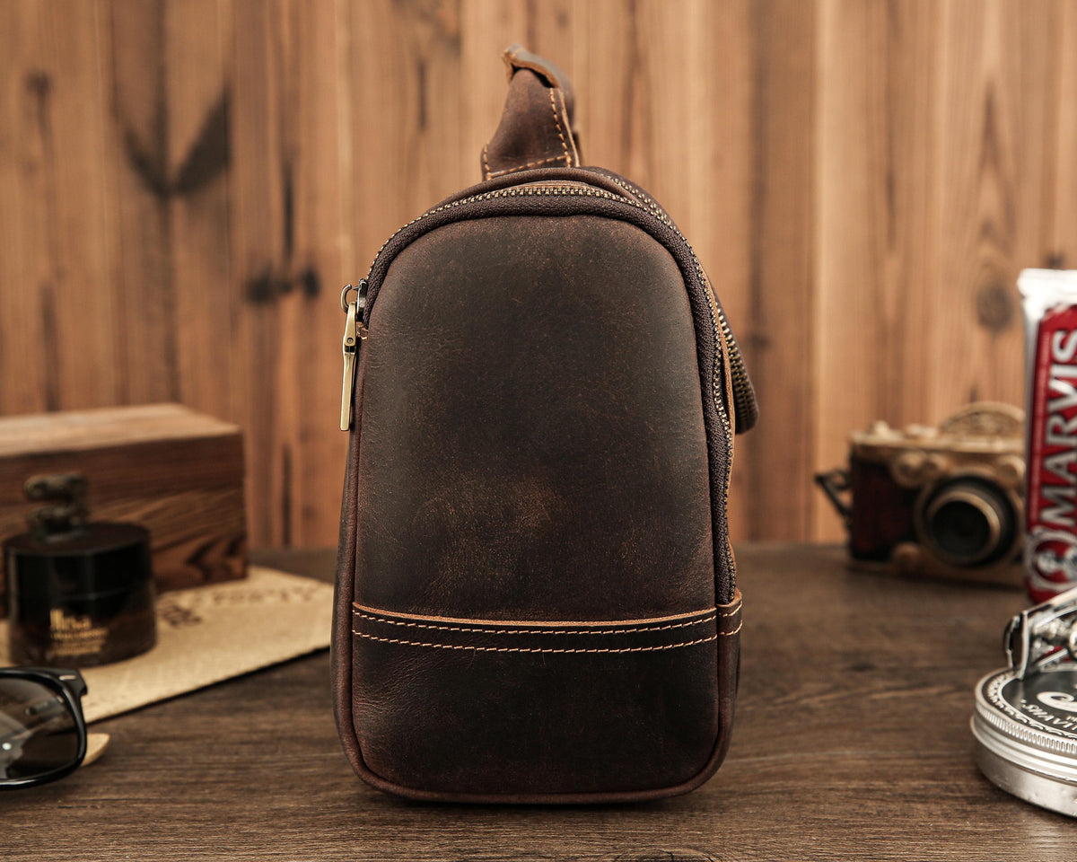 Personalized Engraved Full Grain Leather Dopp Kit