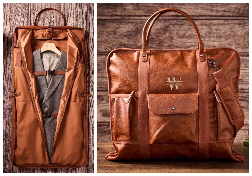 Personalized Leather Garment Bag