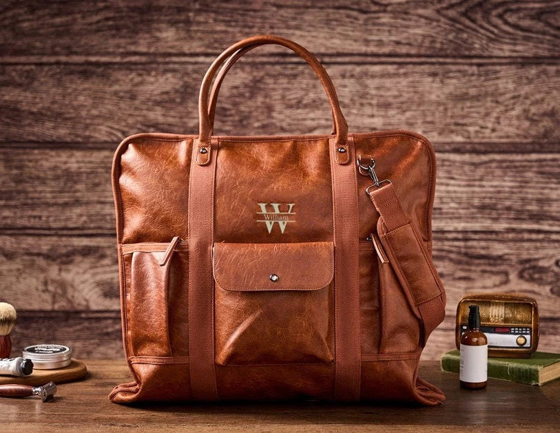 Personalized Leather Garment Bag