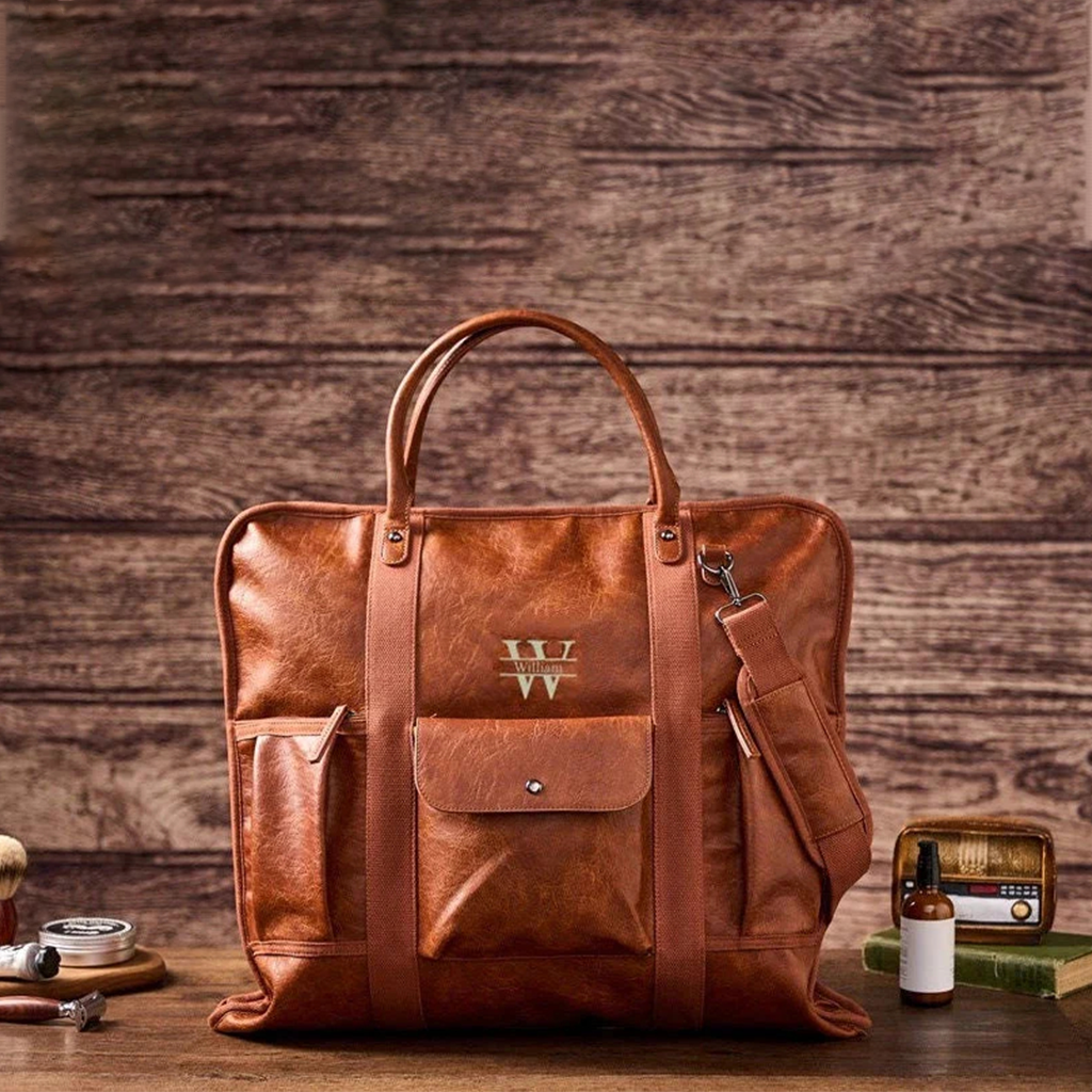 Personalized Leather Garment Bag