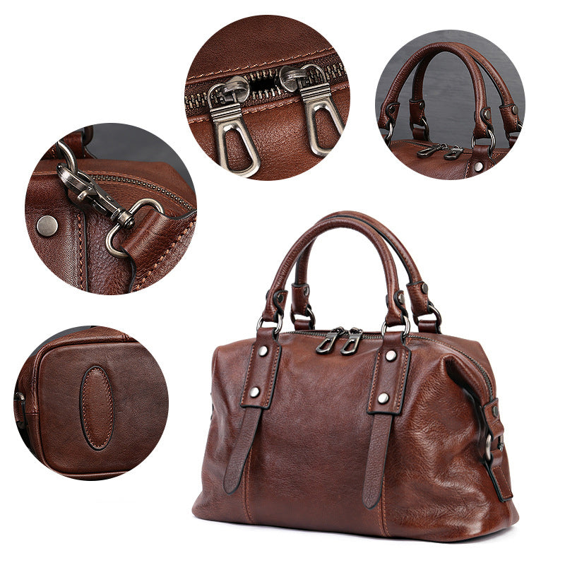 Retro Leather Crossbody Tote