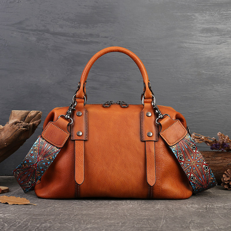Retro Leather Crossbody Tote