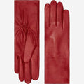 Skylar (red) – Extra-long sheepskin leather gloves with wool/cashmere lining & touchscreen capability