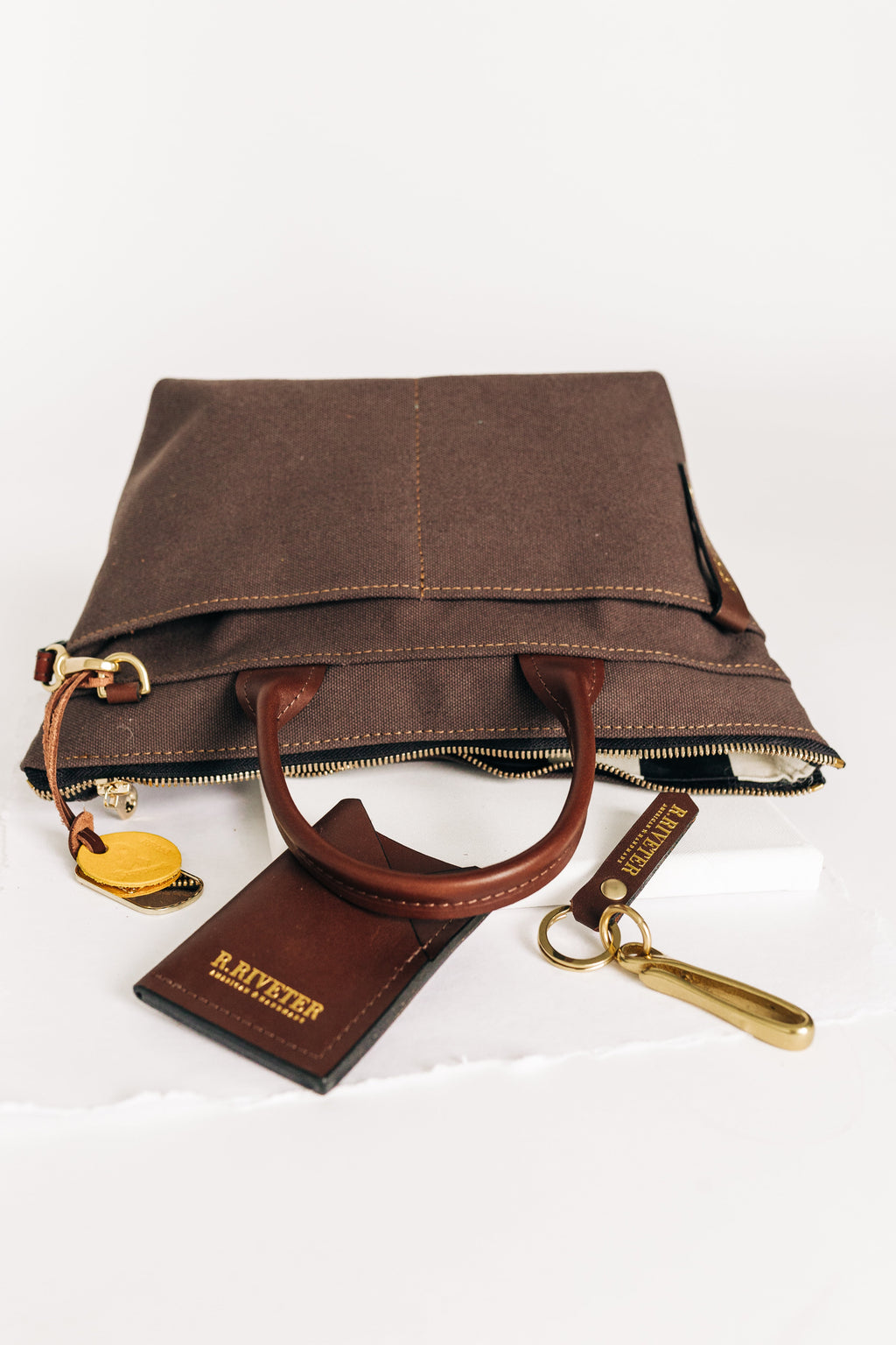Dot Tote | Umber Brown Canvas + Brown