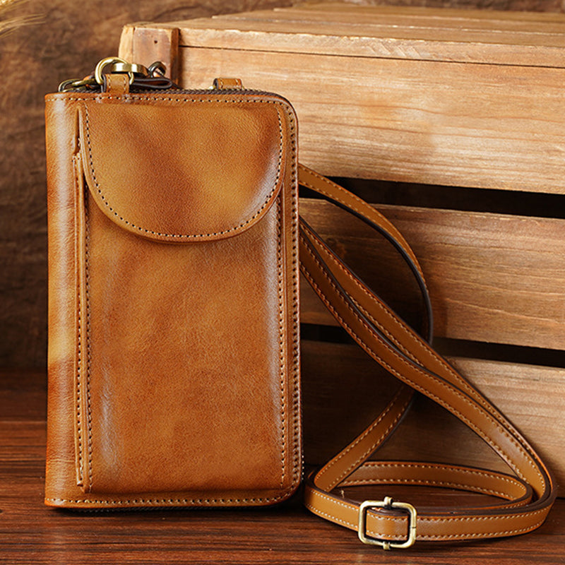 Vegetable Tanned Leather Phone Crossbody