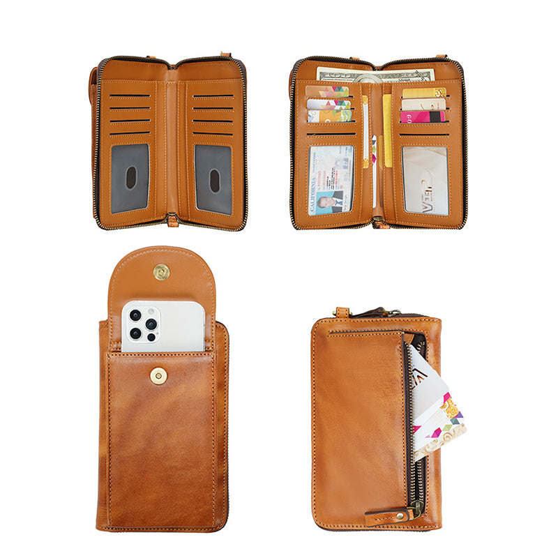 Vegetable Tanned Leather Phone Crossbody