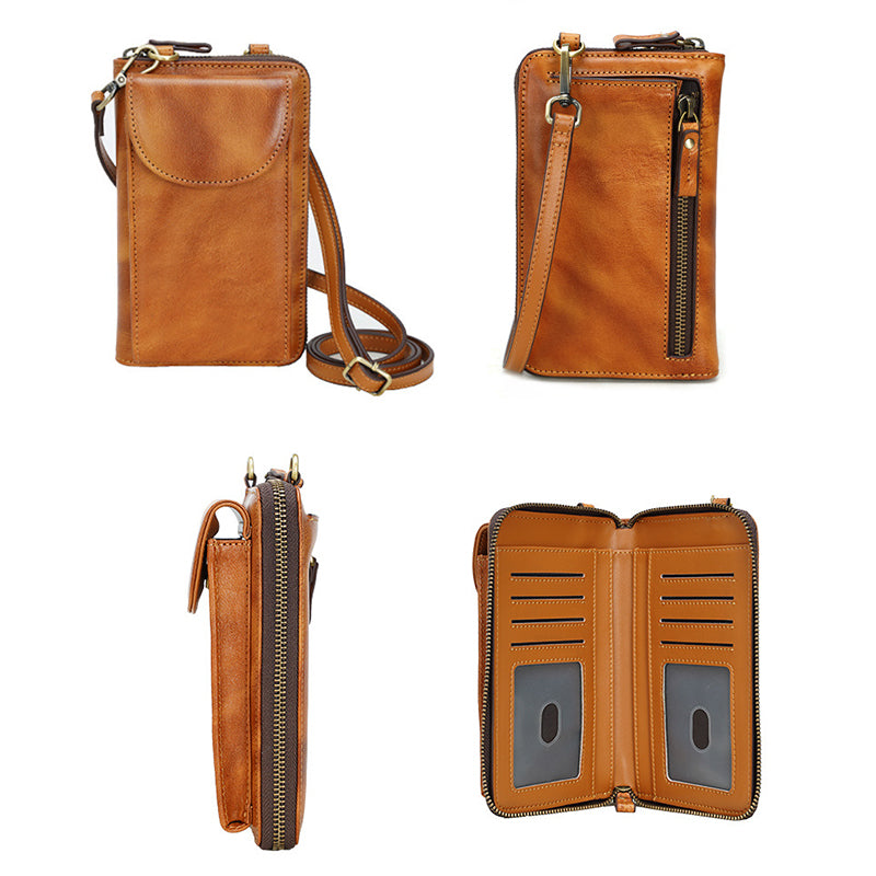 Vegetable Tanned Leather Phone Crossbody