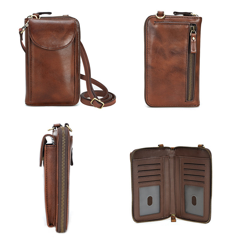 Vegetable Tanned Leather Phone Crossbody