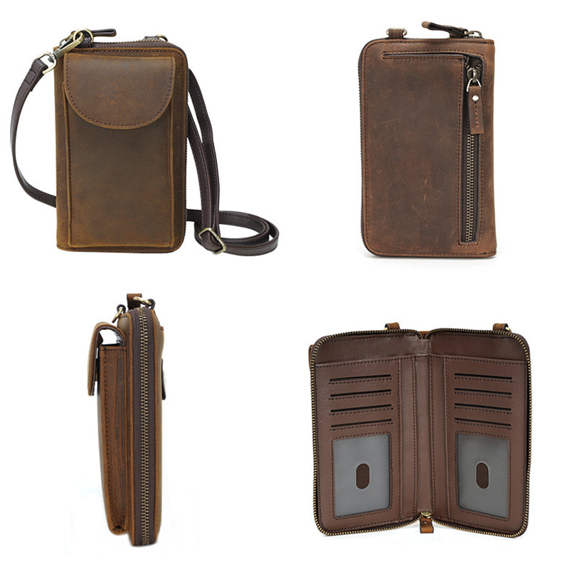 Vegetable Tanned Leather Phone Crossbody