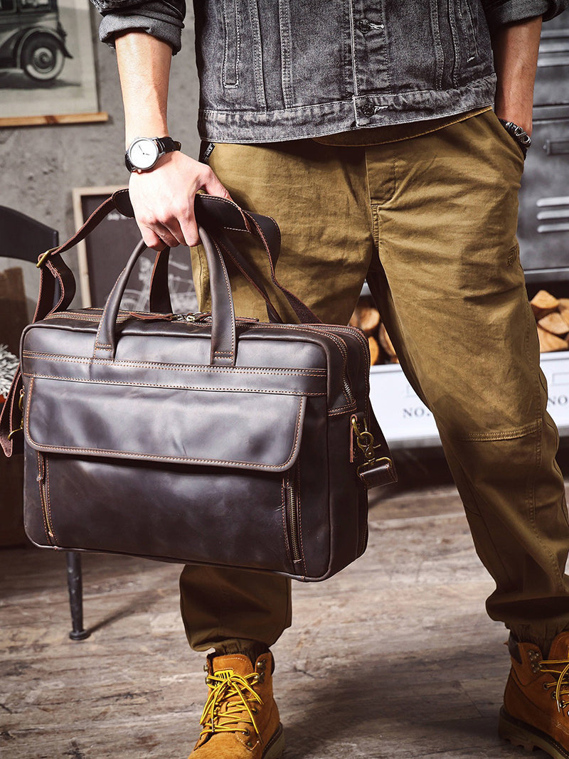 17" Vintage Leather Briefcase