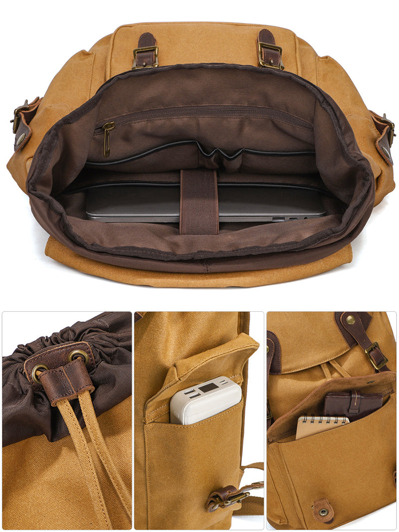 16" Waxed Canvas Flap Backpack