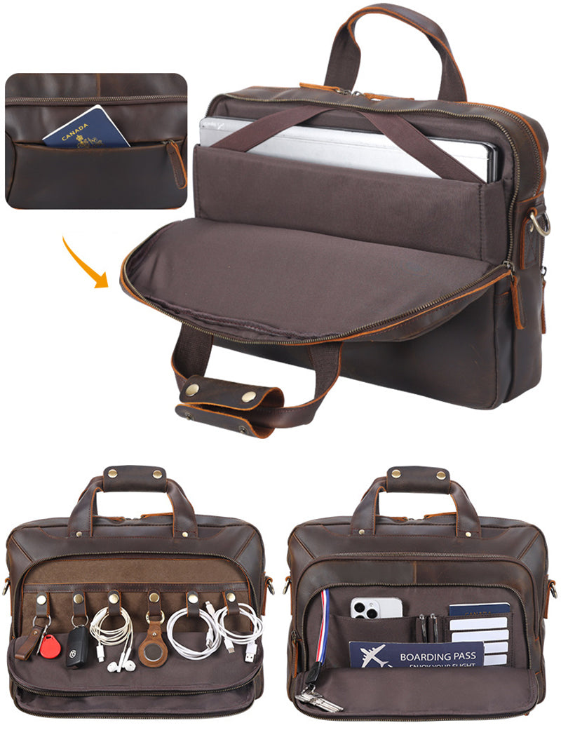 15.6" Vintage Leather Briefcase