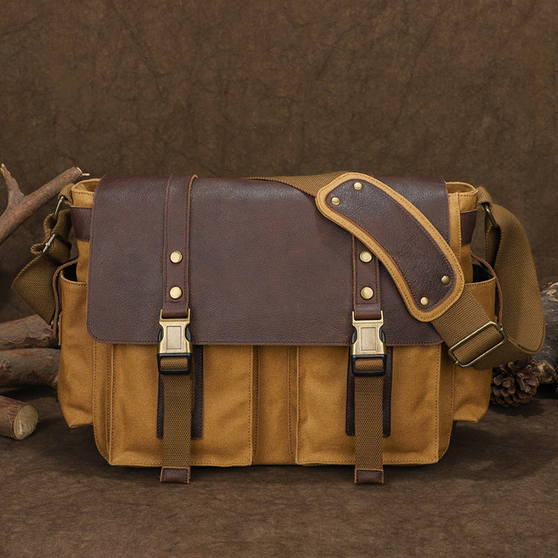 Canvas and Leather DSLR Camera Bag