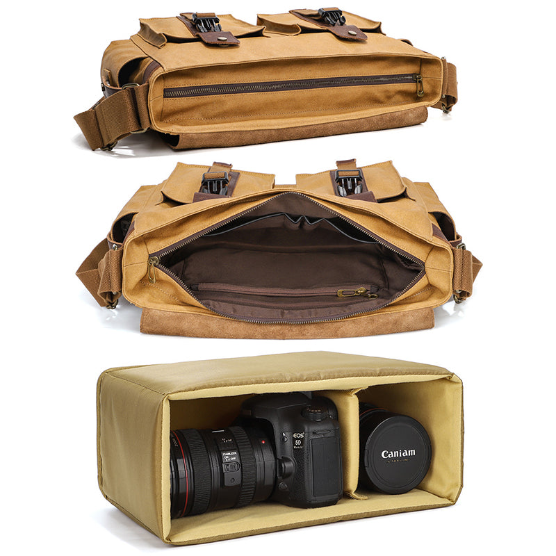 Canvas and Leather DSLR Camera Bag