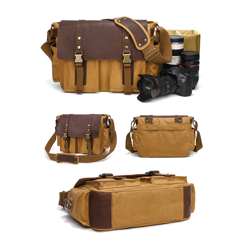Canvas and Leather DSLR Camera Bag