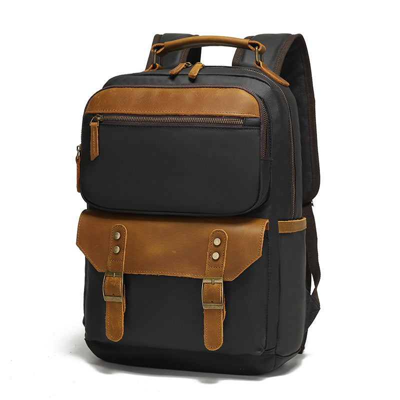 Waxed Canvas and Leather Laptop Rucksack