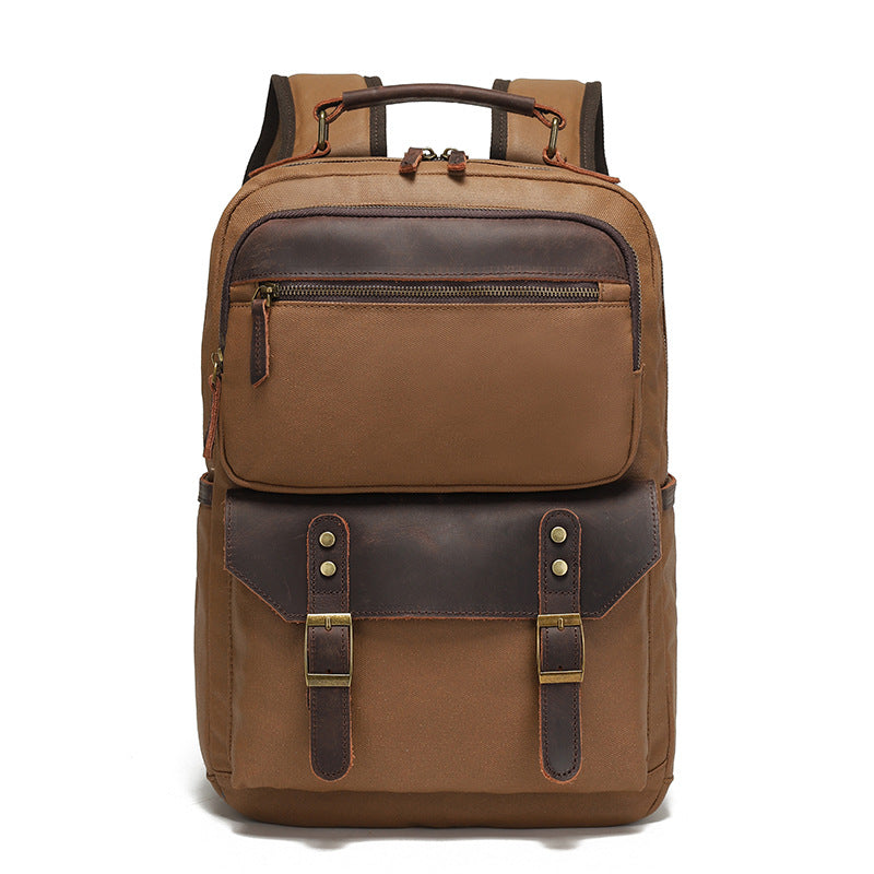 Waxed Canvas and Leather Laptop Rucksack