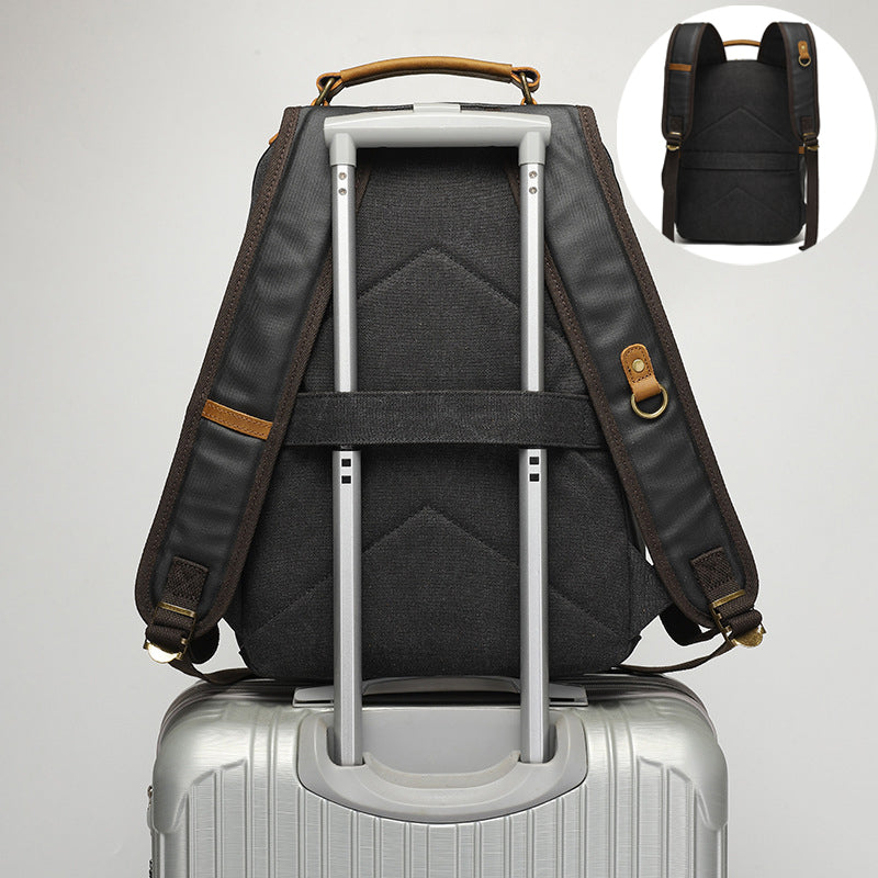 Waxed Canvas and Leather Laptop Rucksack